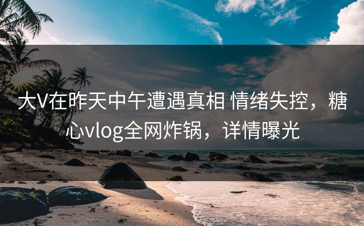 大V在昨天中午遭遇真相 情绪失控，糖心vlog全网炸锅，详情曝光